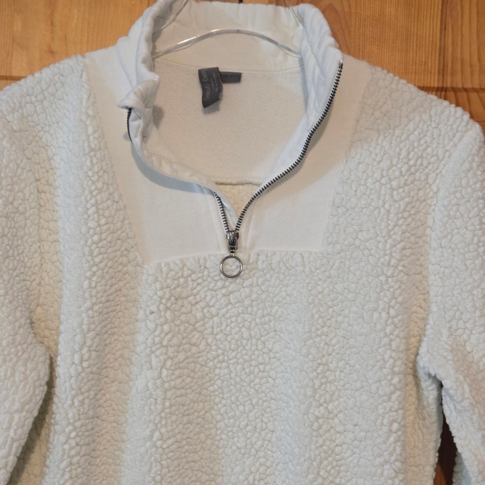 Sweaty Betty‎ White Sherpa Fleece Quarter Zip Sweatshirt Women's XS Athleisure
